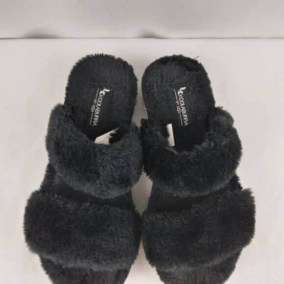 Koolaburra by UGG Fuzz On Faux-Fur Slide Sandals Slippers Black 1123352 Size 6 - Picture 3 of 12